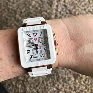 Michele square white and rose gold jelly